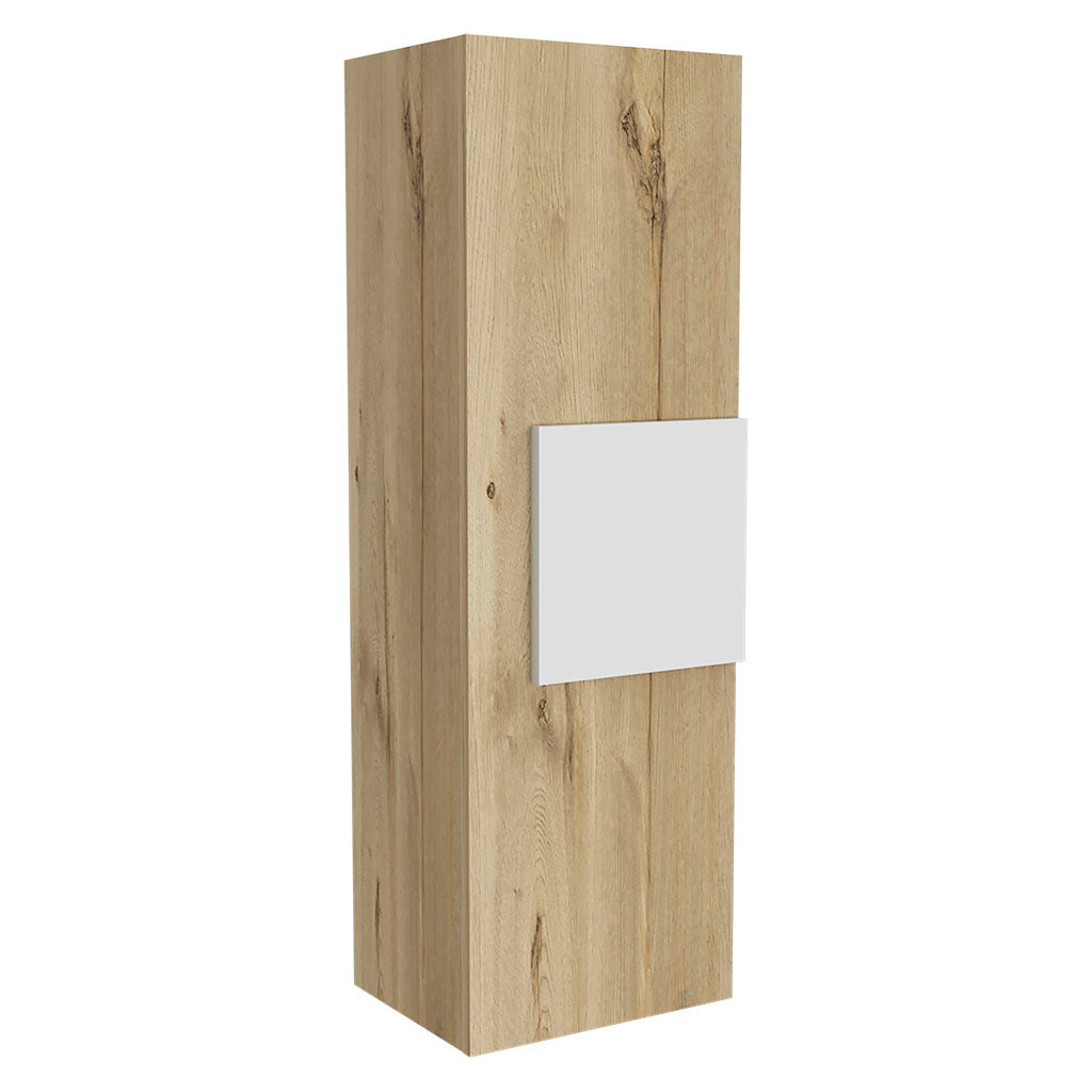 Leoglint Medicine Cabinet Artic, Three Shelves, Single Door, White / Light Oak Finish