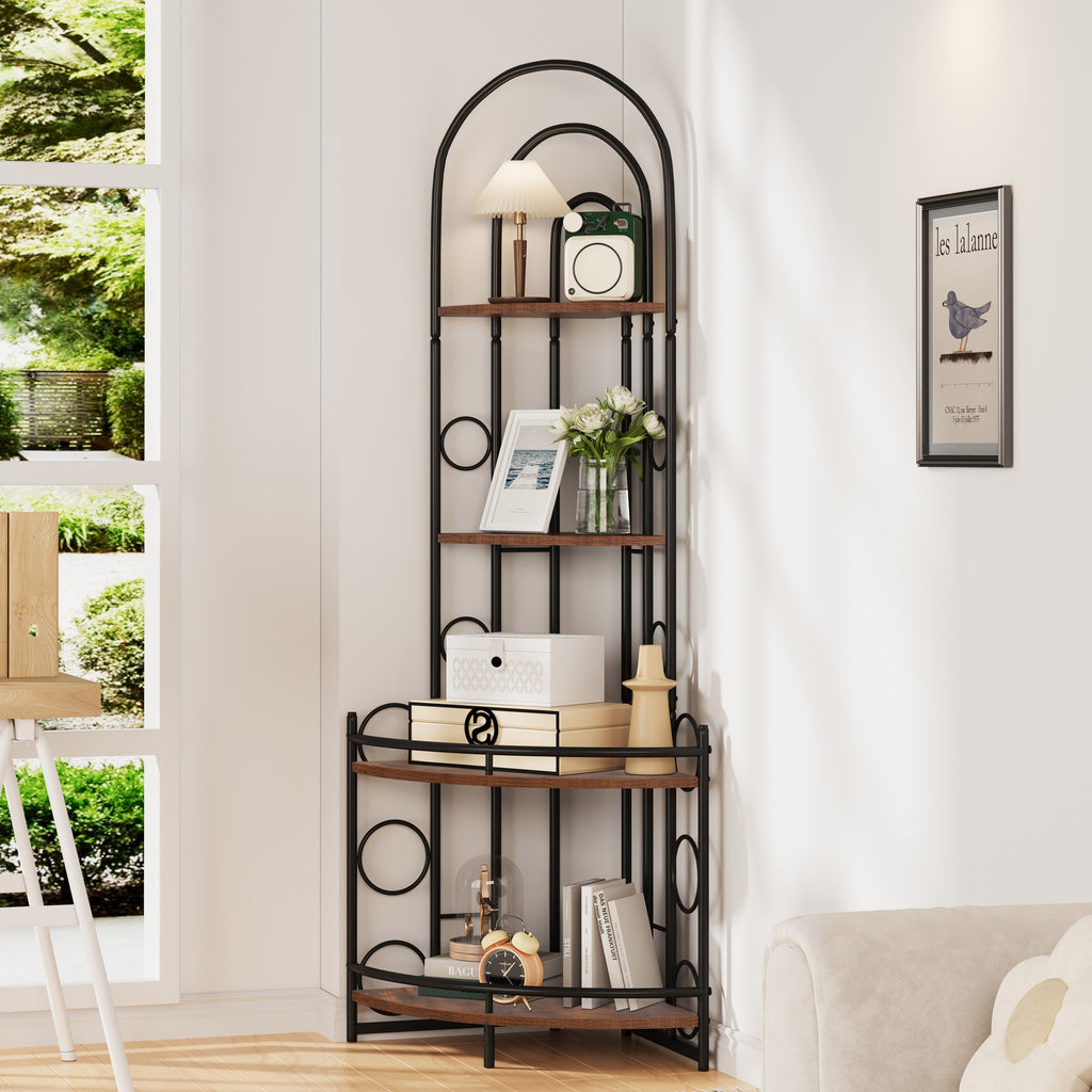 Leoglint 4-Tier Corner Bookshelf, Modern Style, Plant Stand with Metal Frame