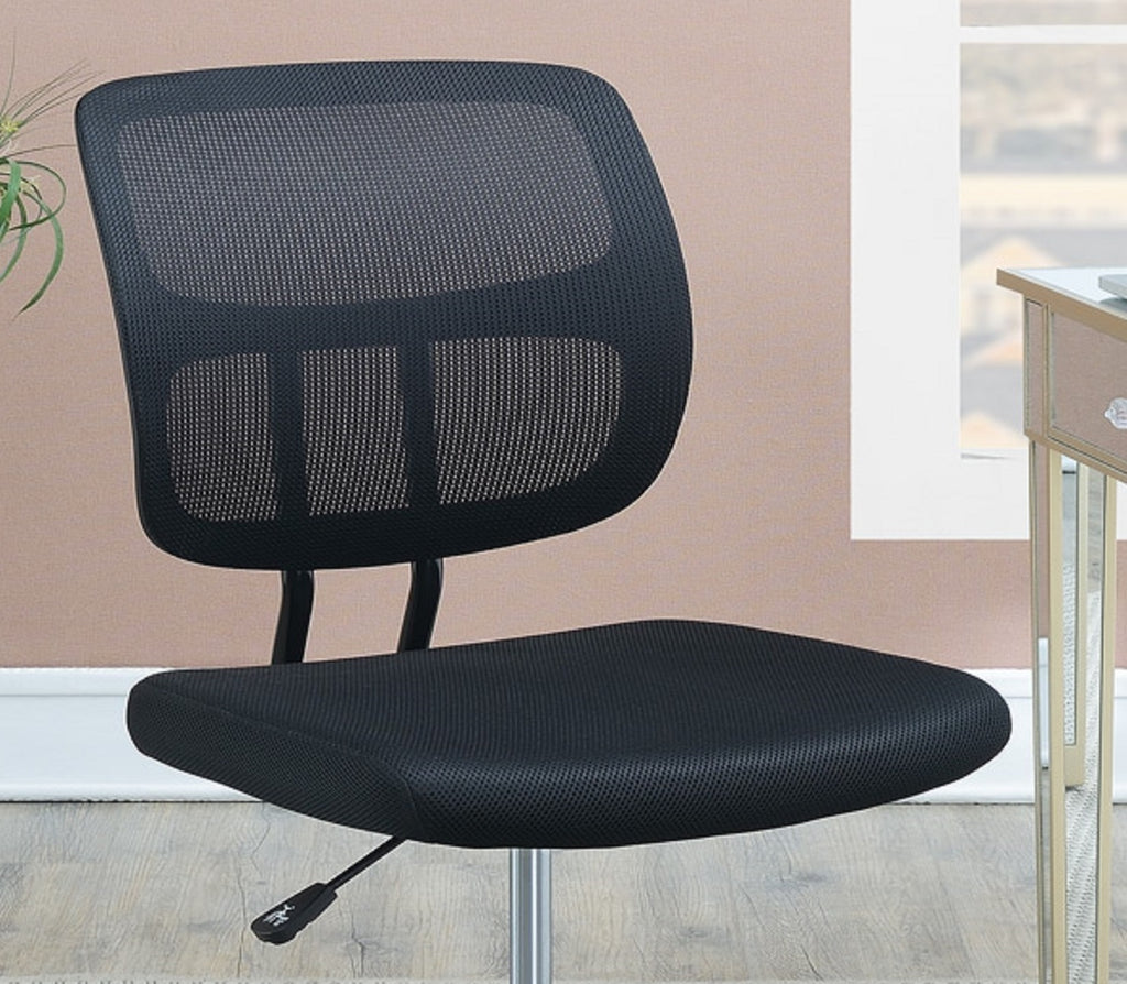 Leoglint Elegant Design 1pc Office Chair Black Mesh Desk Chairs wheels Breathable Material Seats