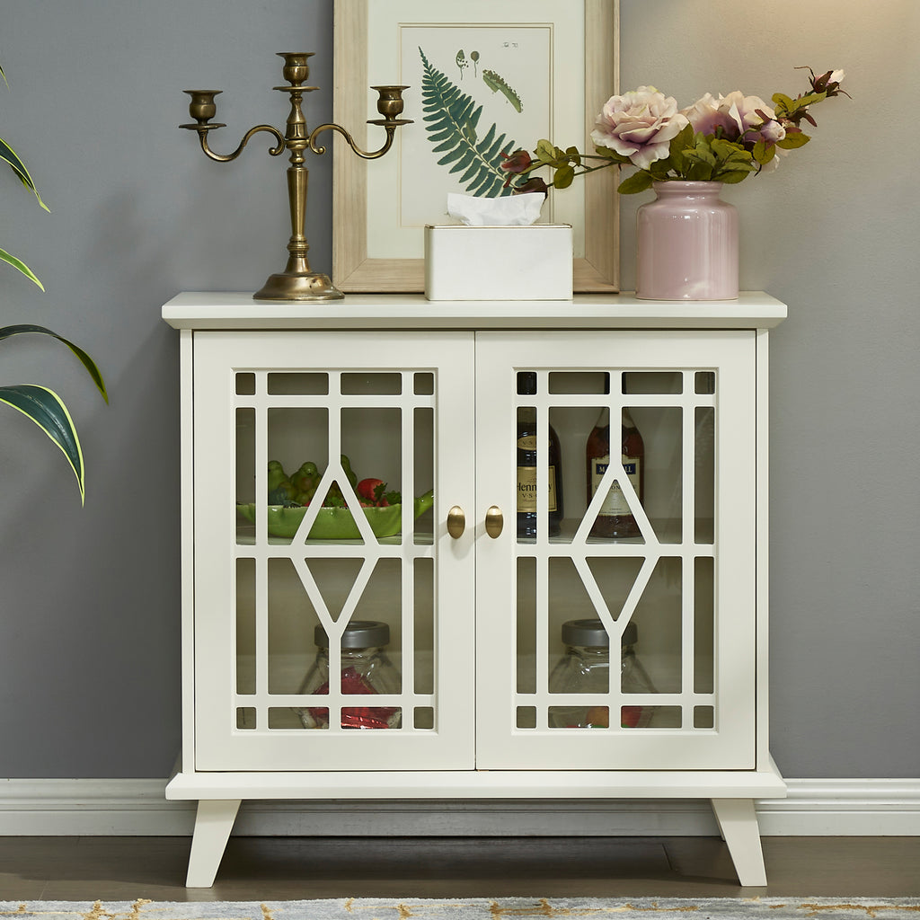 Leoglint Storage Cabinet with Shelf, White Sideboard Cabinet for Living Room, Hallway, Dining Room, Entryway