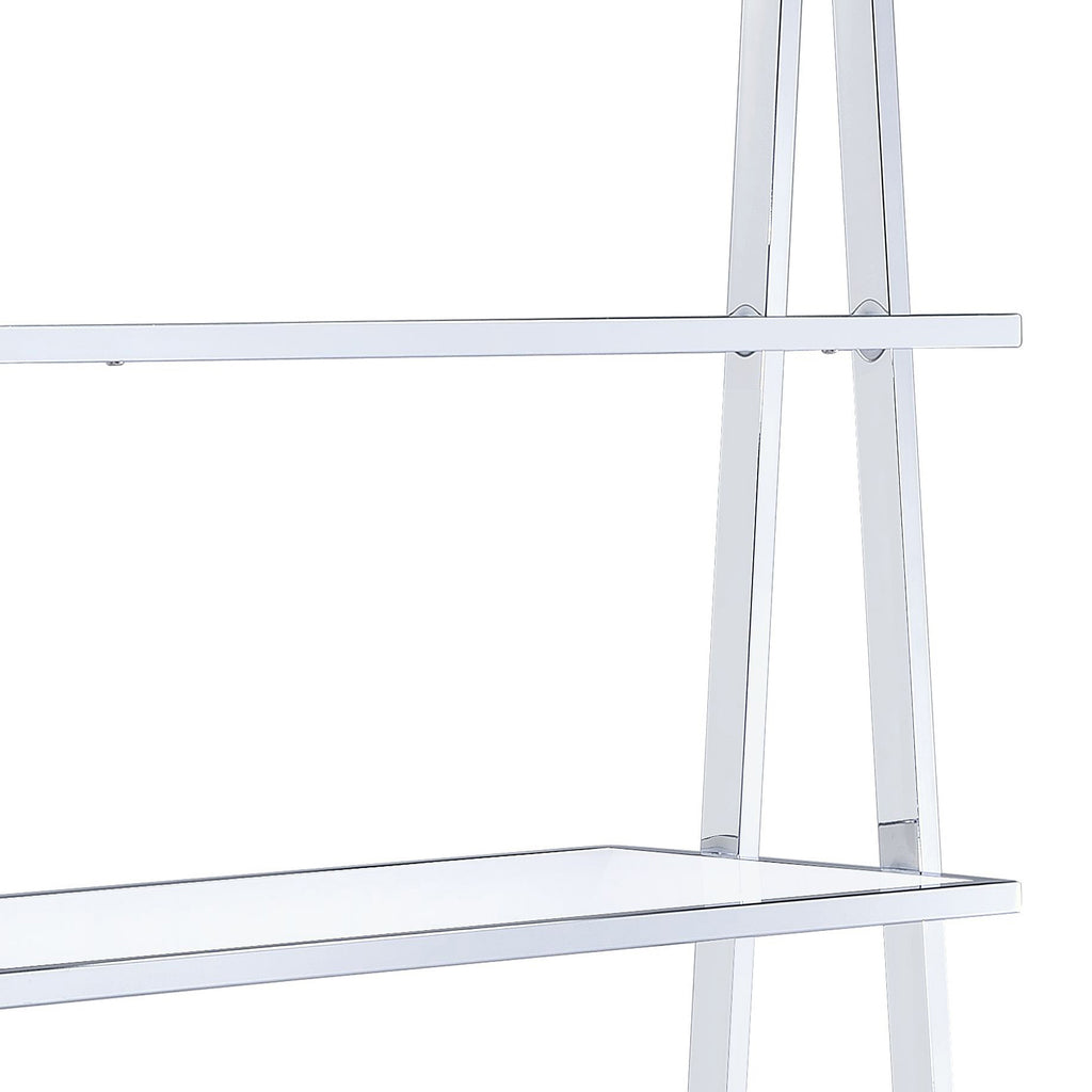 Leoglint White and Chrome Bookshelf with 6 Shelves