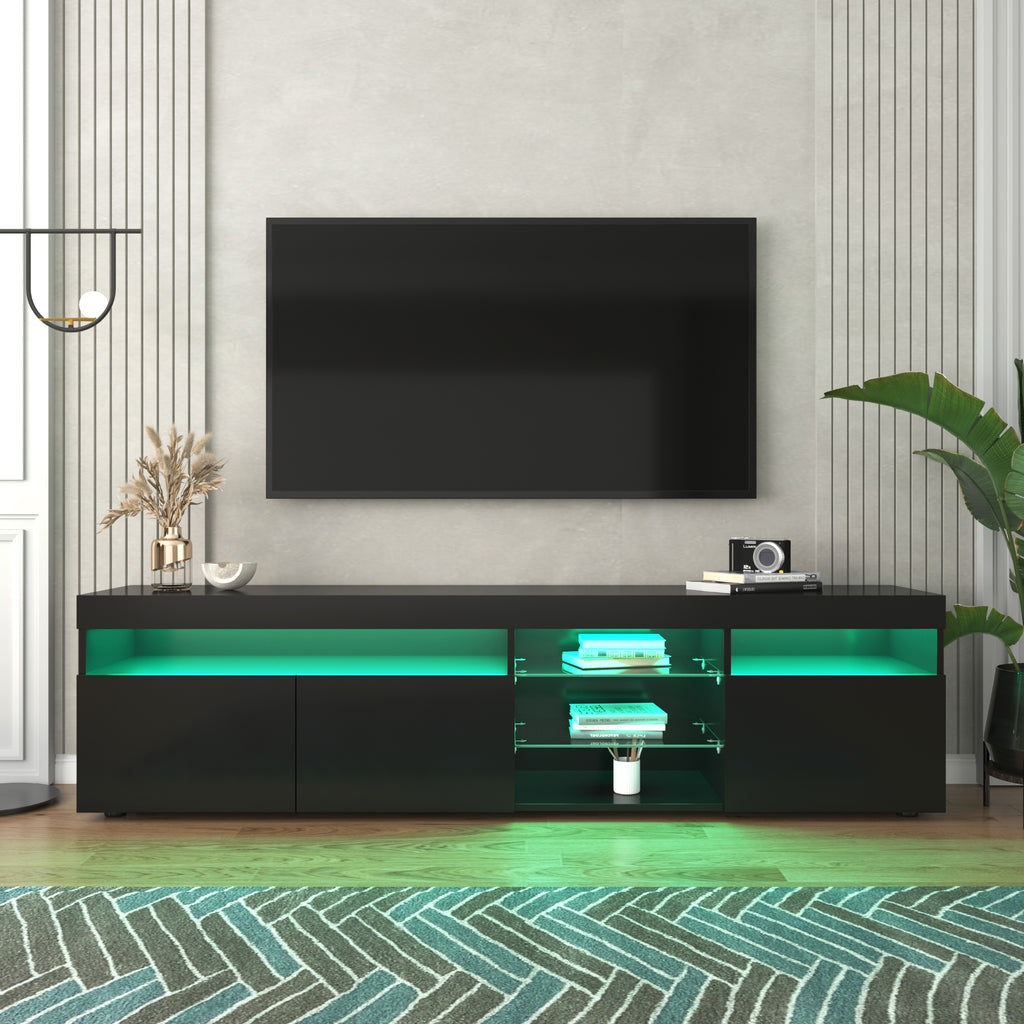 Leoglint Modern Design TV Stands for TVs up to 80'', LED Light Entertainment Center, Media Console with Multi-Functional Storage, TV cabinet for Living room,Bedroom, Home Theatre