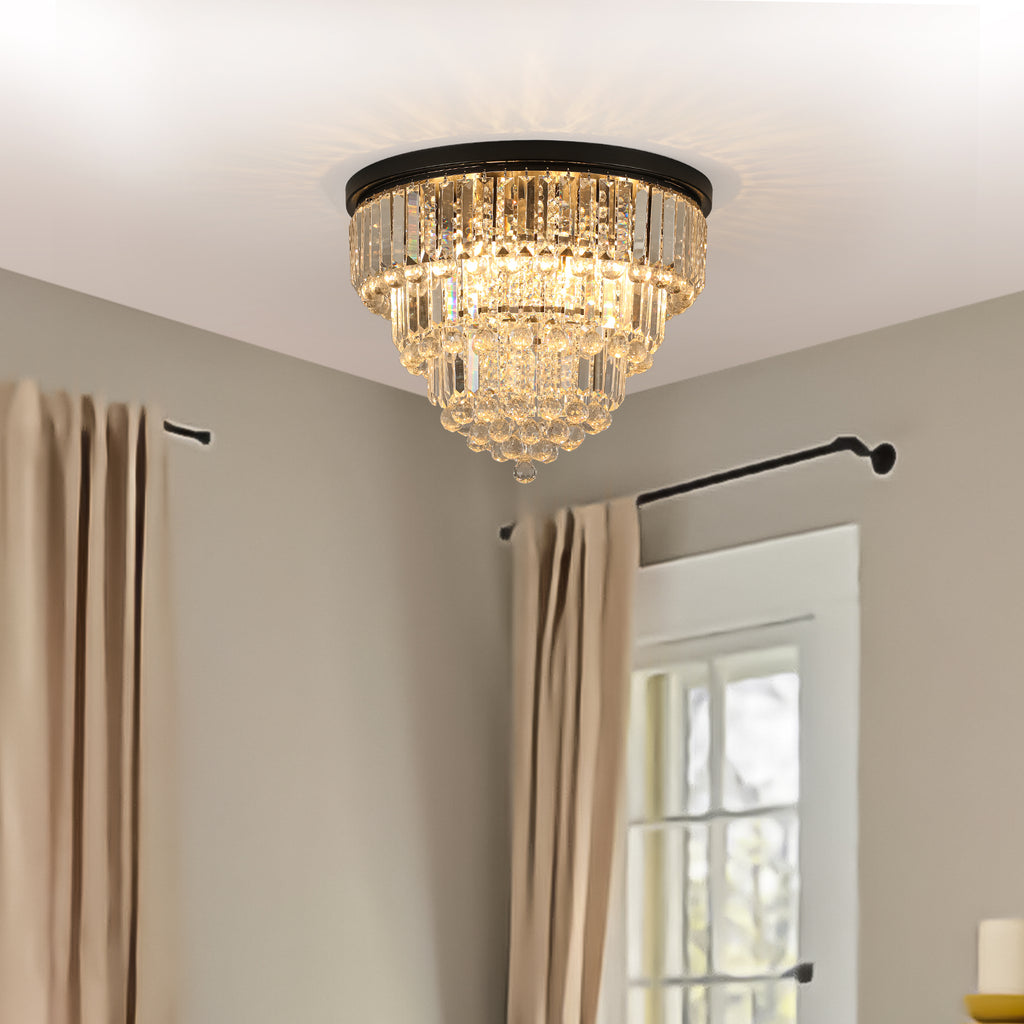 Leoglint Pendant Black luxury modern style crystal lights, large ceiling chandeliers, dining room, living room,bedroom