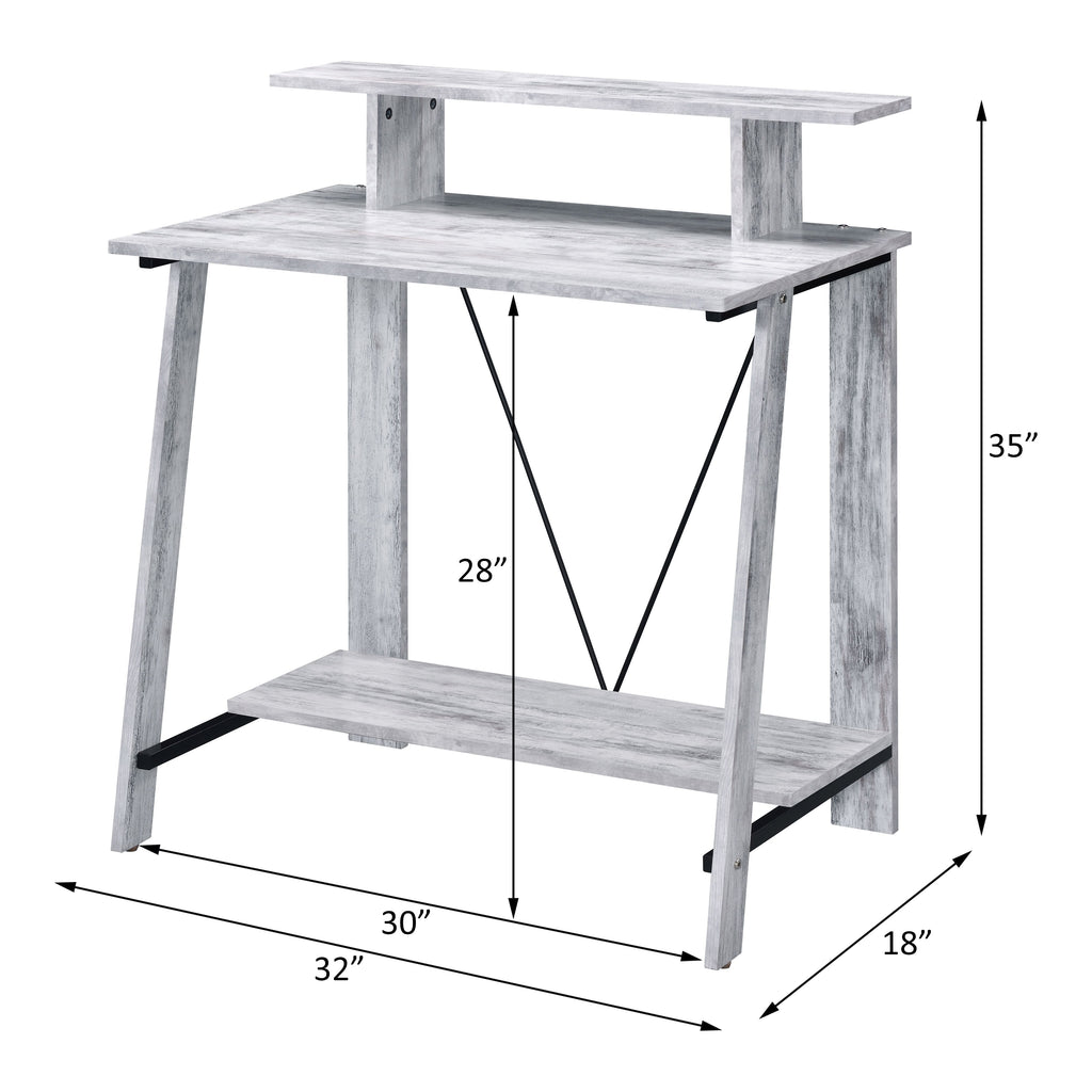 Leoglint ACME Nypho Writing Office Desk, Antique White & Black Finish 92732