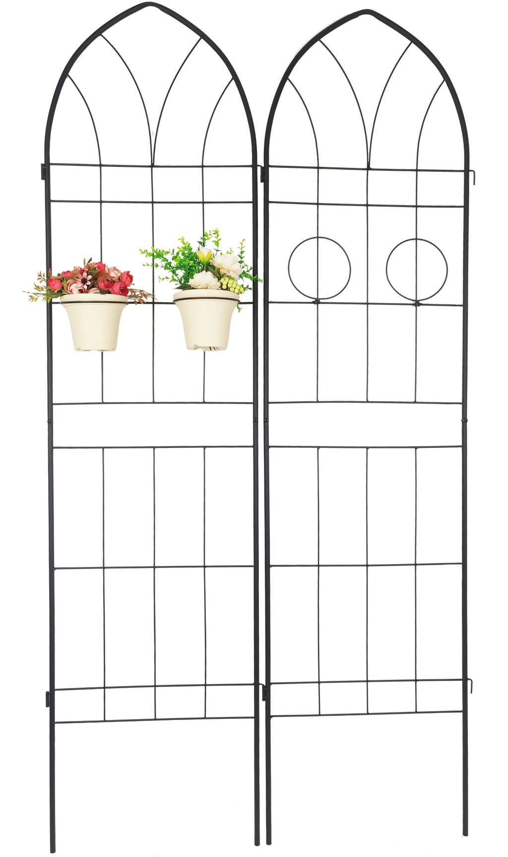 Leoglint 4 Pack Metal Garden Trellis 78.7" x 19.7" Rustproof Trellis for Climbing Plants Outdoor Flower Support Black