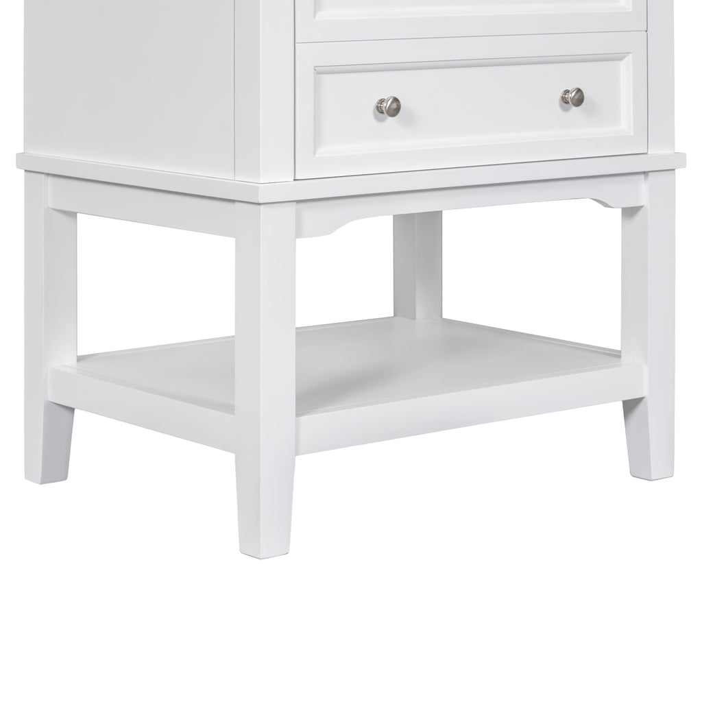 Leoglint 24" Bathroom Vanity With Sink, Bathroom Storage Cabinet with Drawer and Open Shelf, Solid Wood Frame, White