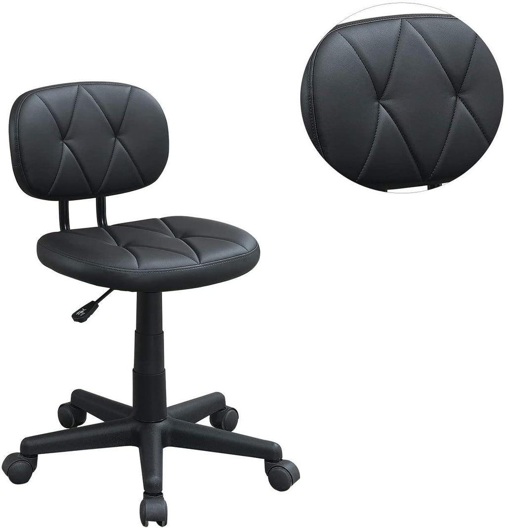 Leoglint Modern 1pc Office Chair Black Tufted Design Upholstered Chairs with wheels