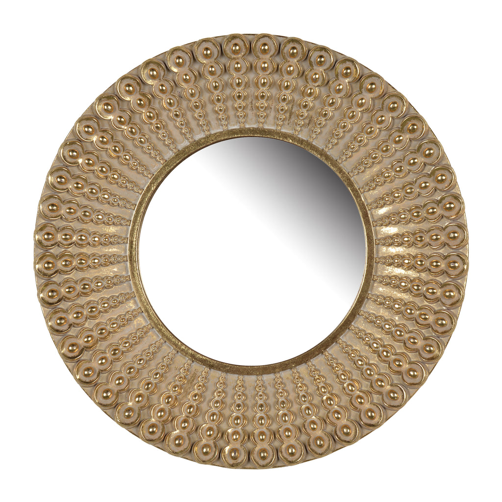 Leoglint 14" Gold Beaded Sunburst Mirror, Round Accent Wall Mirror for Living Room, Entryway, Bathroom, Office, Foyer