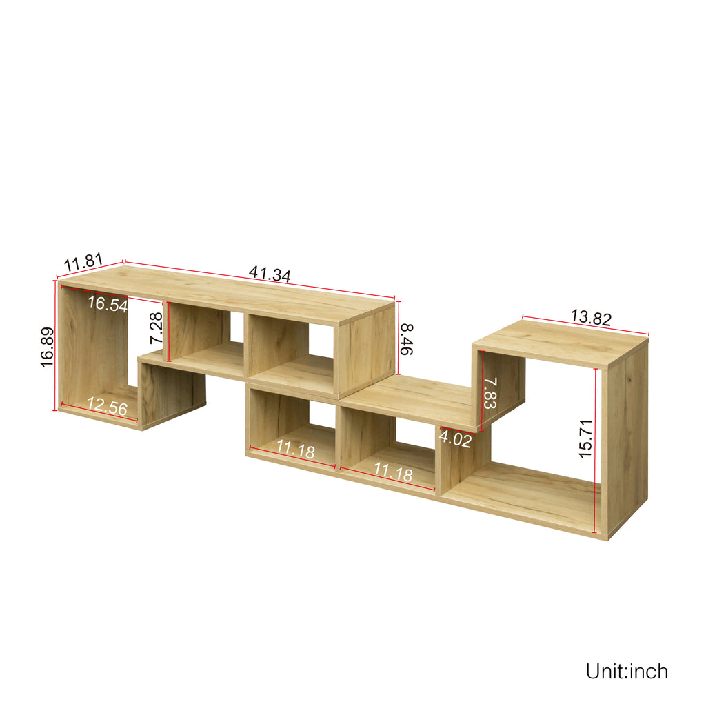 Leoglint Double L-Shaped Oak TV Stand,Display Shelf ,Bookcase for Home Furniture,OAK