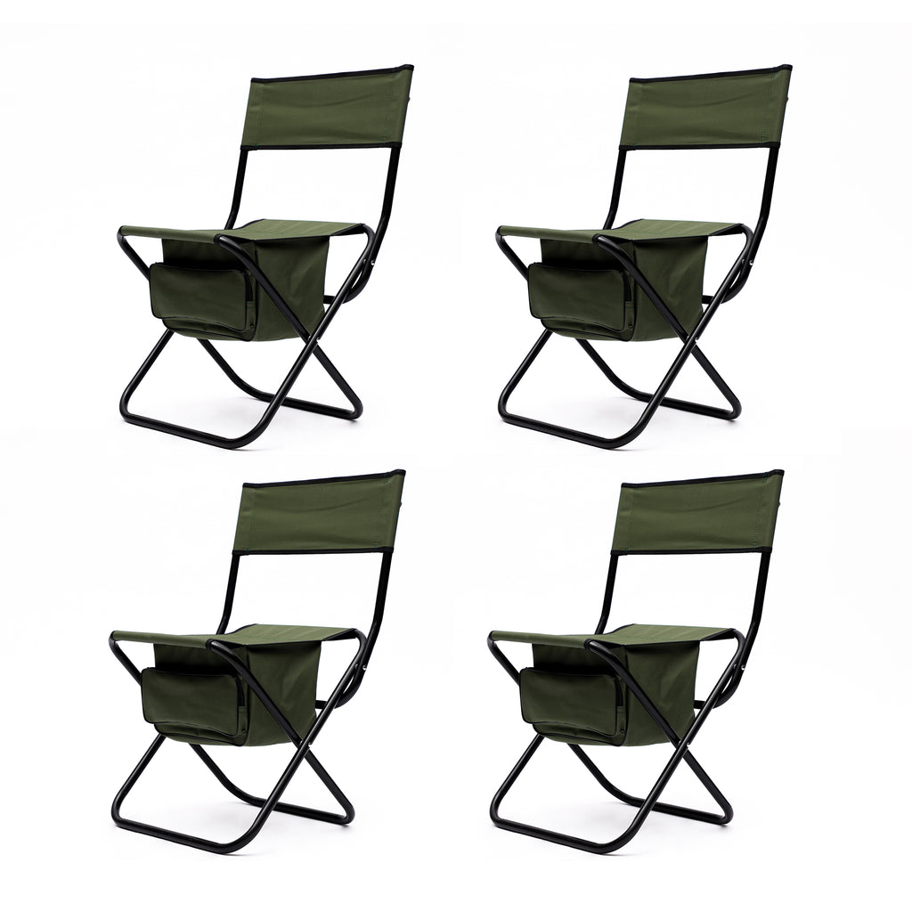 Leoglint 4-piece Folding Outdoor Chair with Storage Bag, Portable Chair for indoor, Outdoor Camping, Picnics and Fishing,Green