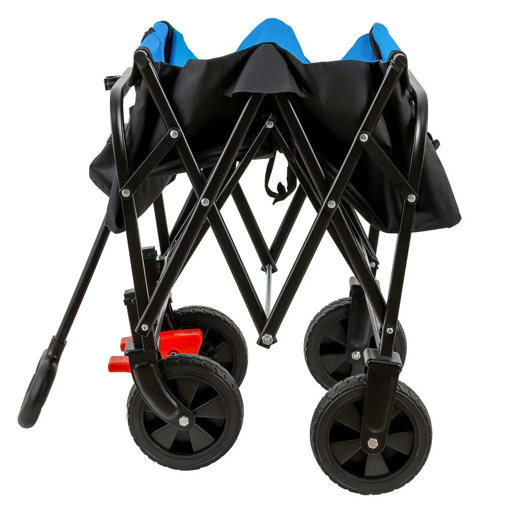 Leoglint Garden cart Mini Folding Wagon Garden Shopping Beach Cart (black+blue+brake)