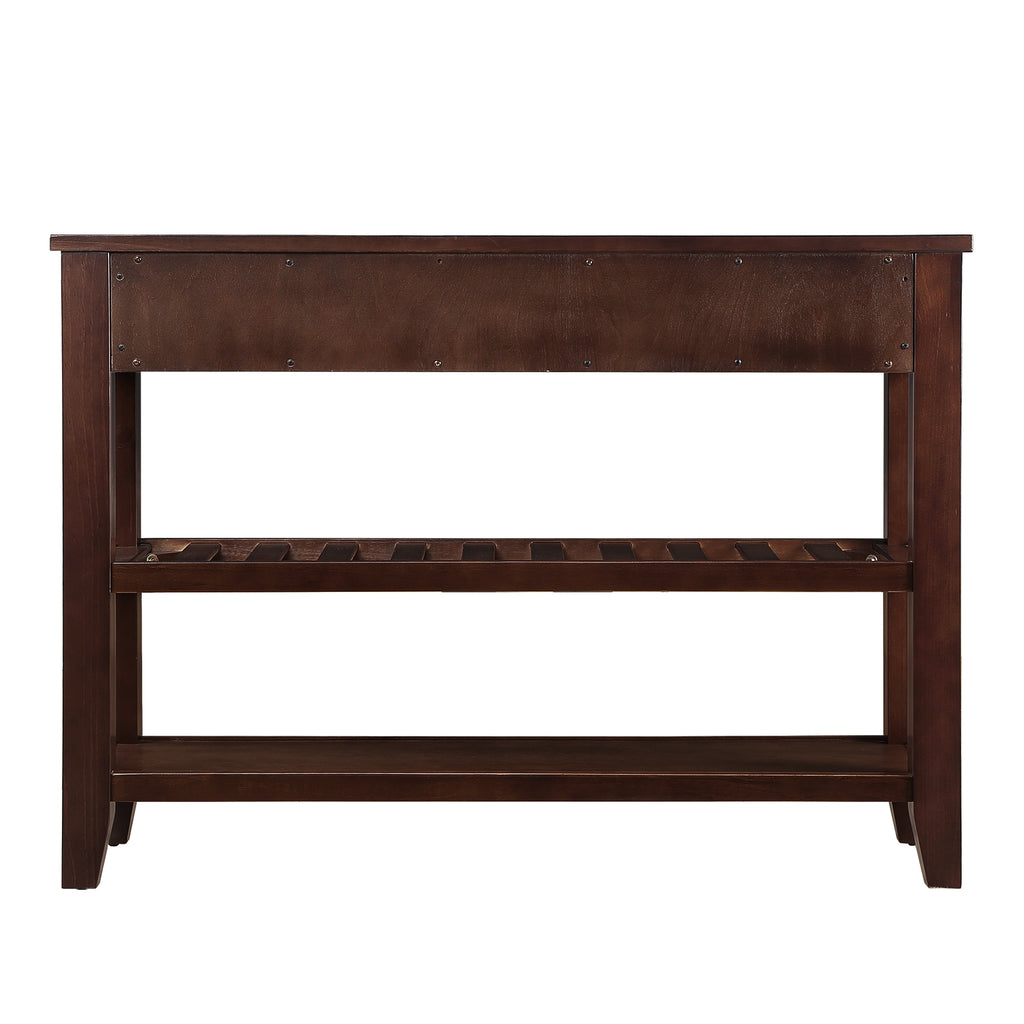 Leoglint Console Sofa Table with 2 Storage Drawers and 2 Tiers Shelves, Mid-Century Style 42'' Solid Wood Buffet Sideboard for Living Room Furniture Kitchen Dining Room Entryway Hallway, Espresso