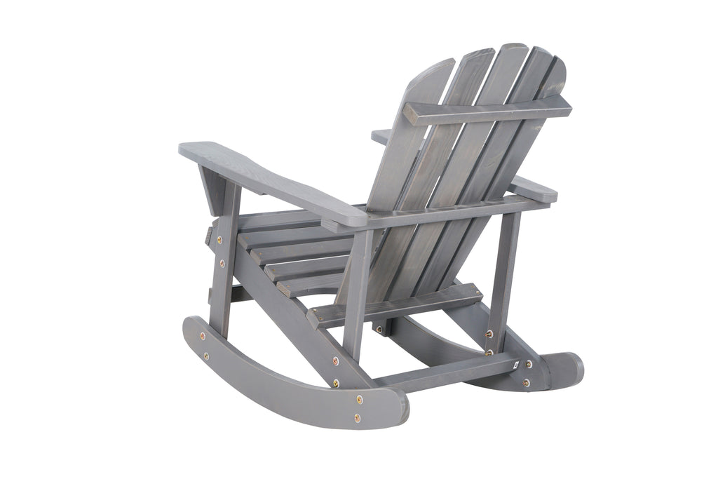 Leoglint Adirondack Rocking Outdoor Chair Solid Wood Chairs Finish Outdoor Furniture for Patio, Backyard, Garden - Gray