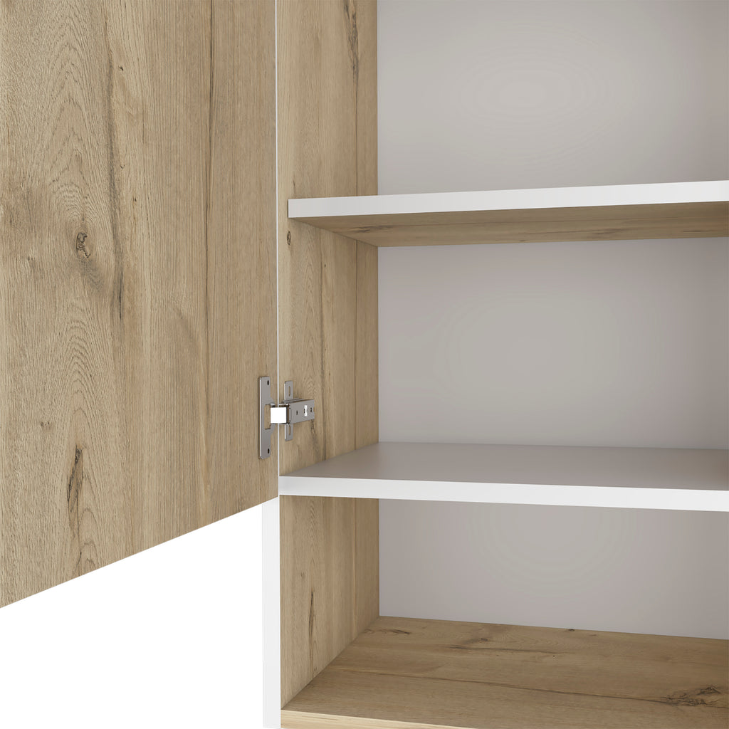 Leoglint Medicine Cabinet Porto, Two Internal Shelves, Light Oak / White Finish