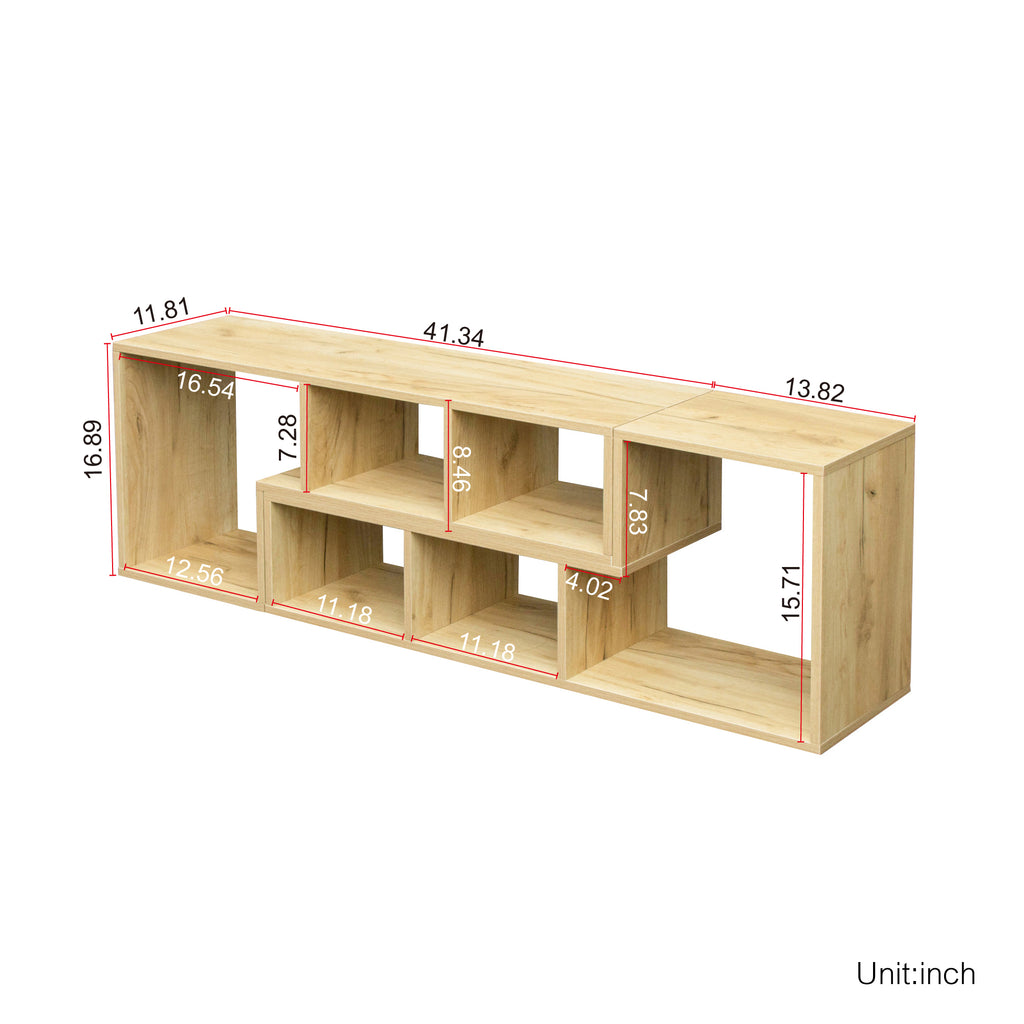 Leoglint Double L-Shaped Oak TV Stand,Display Shelf ,Bookcase for Home Furniture,OAK