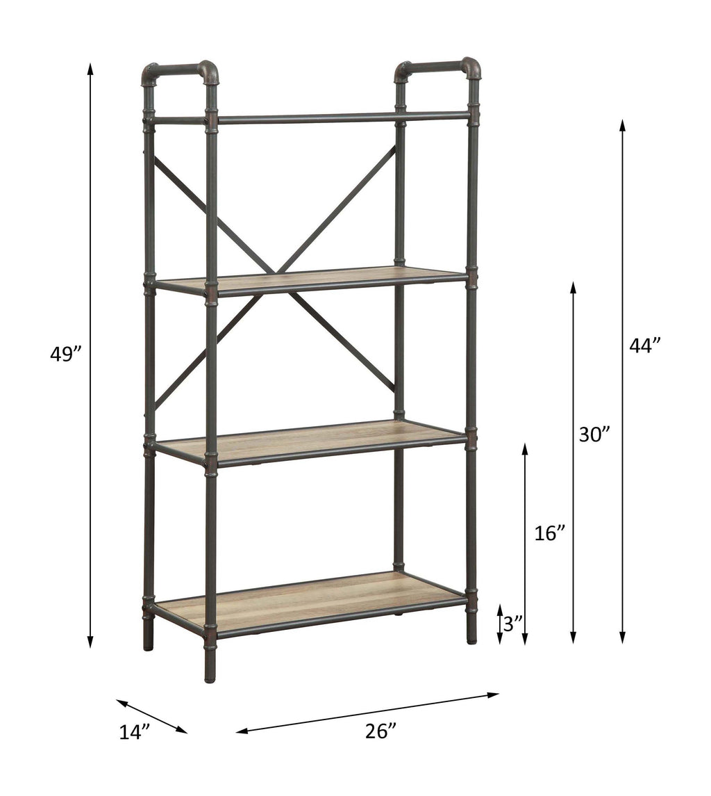 Leoglint ACME Itzel Bookshelf in Antique Oak & Sandy Gray 97163