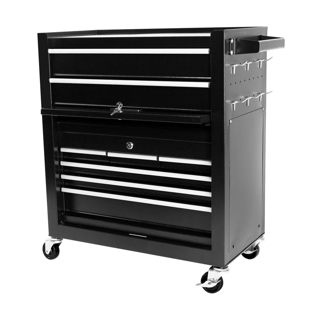 Leoglint 8-Drawer Rolling Tool Chest with Wheels, Large Tool Cabinet with Drawers, Mobile Steel Tool Storage Organizer with Lock&Liner for Warehouse, Workshop, Black