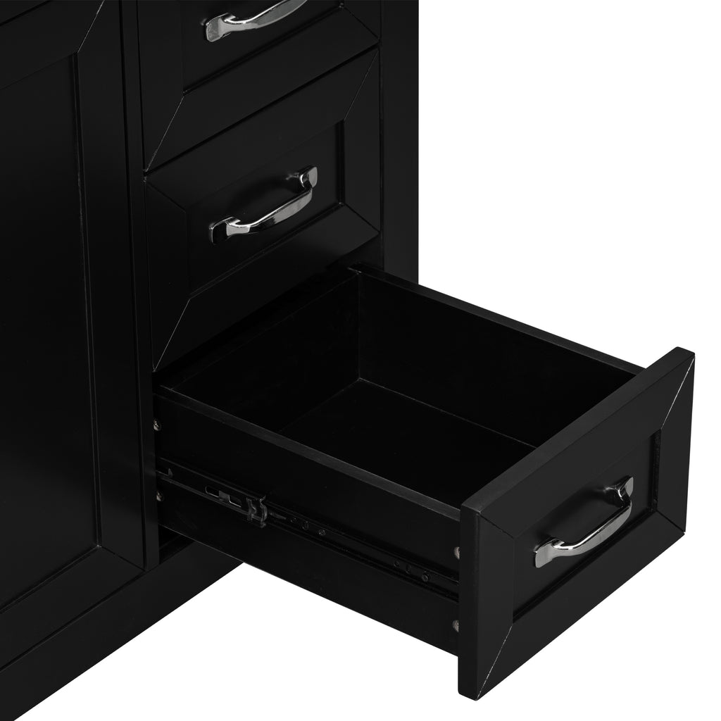 Leoglint 36" Bathroom Vanity without Sink, Cabinet Base Only, Bathroom Cabinet with Drawers, Solid Frame and MDF Board, Black