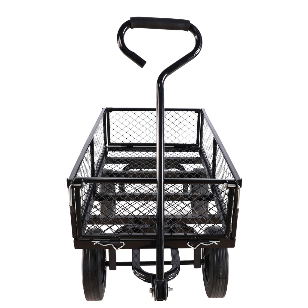 Leoglint (Black solid wheels wagon cart) Solid wheels Tools cart Wagon Cart Garden cart trucks make it easier to transport firewood