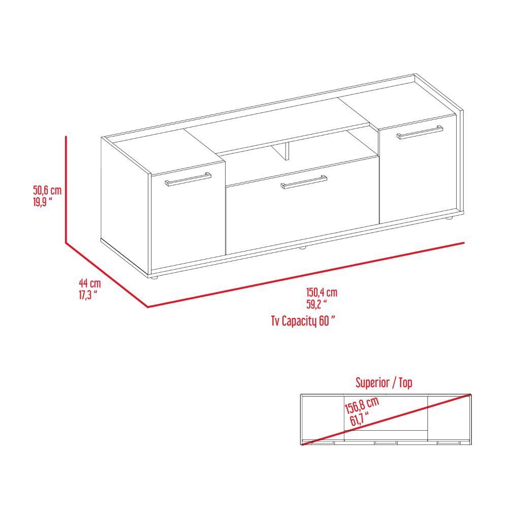 Leoglint Hollywood Tv Stand for TV´s up 60", Double Door Cabinets, One Flexible Cabinet, Dark Walnut