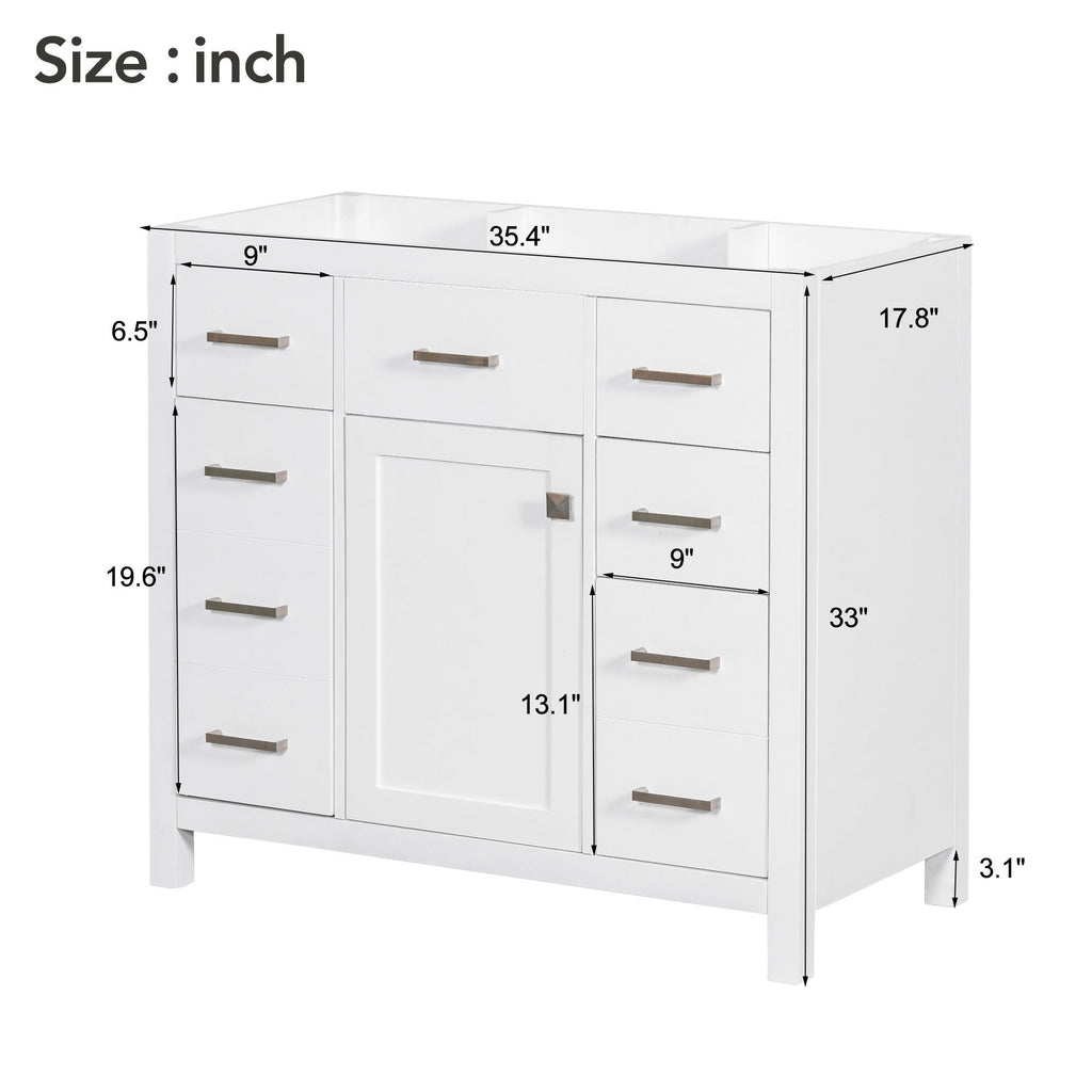 Leoglint [Cabinet Only] 36" White Bathroom Vanity(Sink not included)