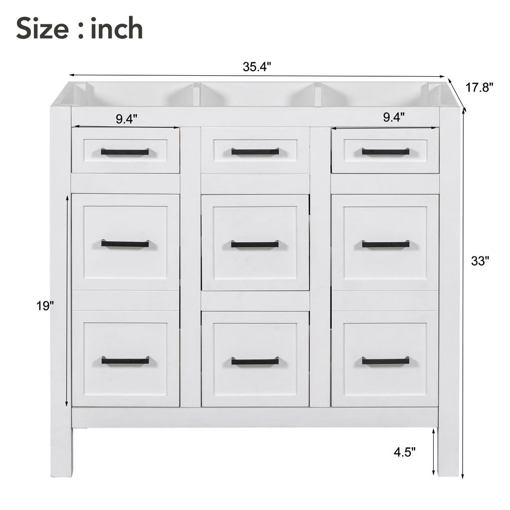 Leoglint [Cabinet Only] 36" White Bathroom Vanity(Sink not included)