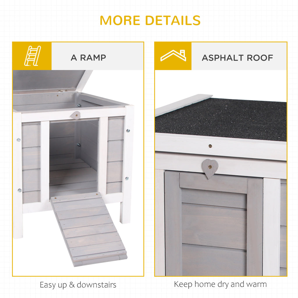 Leoglint Small Wooden Rabbit Hutch, Bunny/Guinea Pig Cage, with Openable & Waterproof Roof, Gray