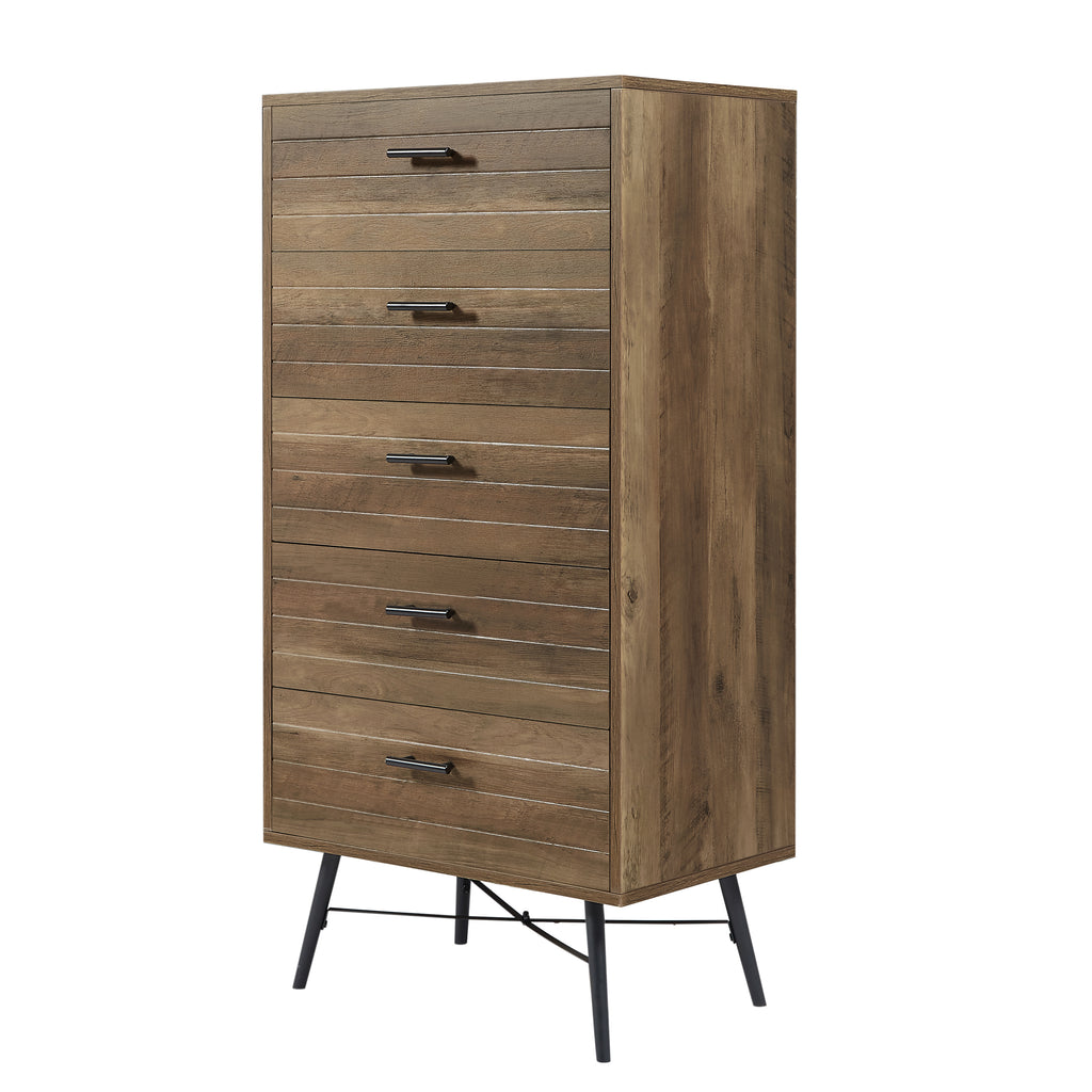 Leoglint 5-Drawer Chest - Spacious and Stylish Chest of Drawers,  Dresser for Bedroom, Closet, Hallway, 23.6"W x 15.7"D x 48"H, Rustic Walnut