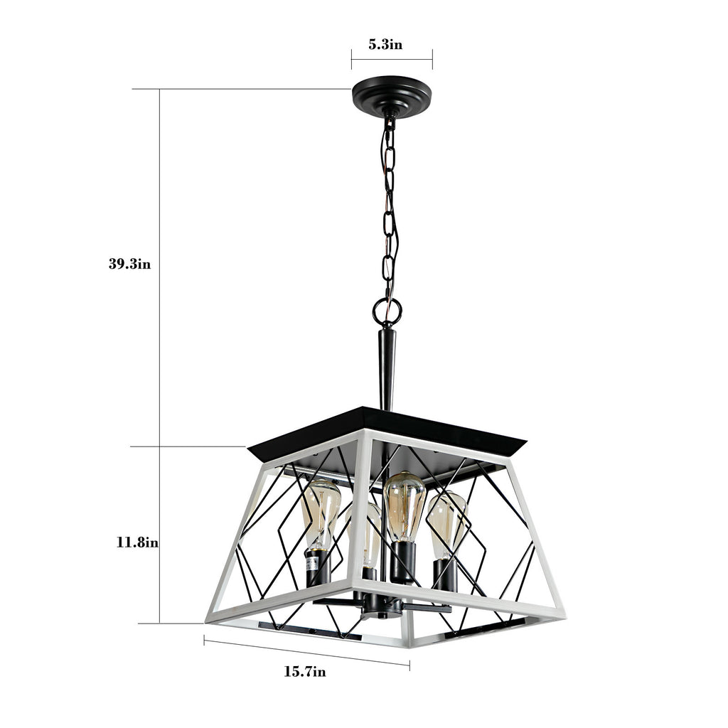 Leoglint Pendant 4-Light Farmhouse Chandeliers For Dining Room White(No Bulbs)