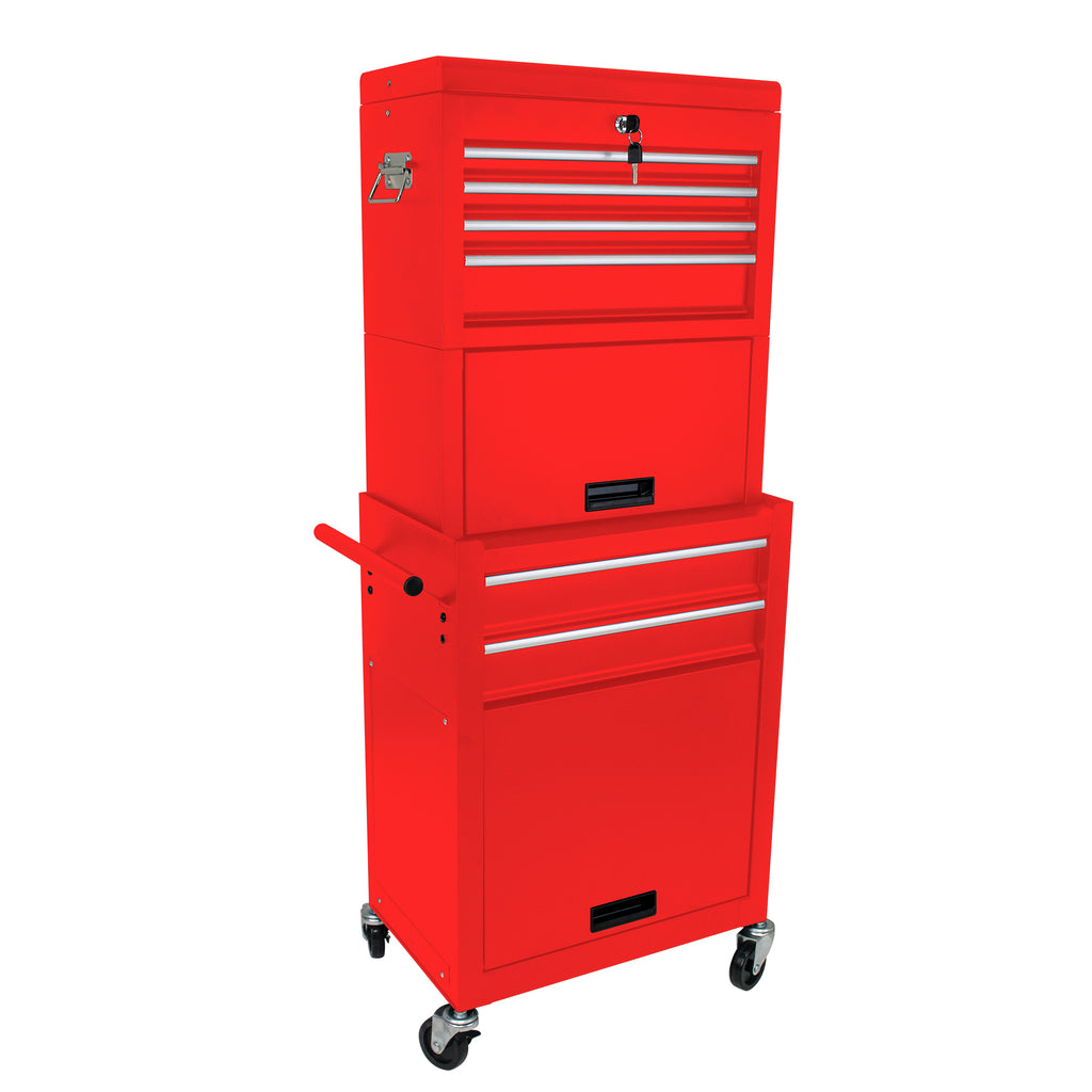 Leoglint High Capacity Rolling Tool Chest with Wheels and Drawers, 6-Drawer Tool Storage Cabinet--RED