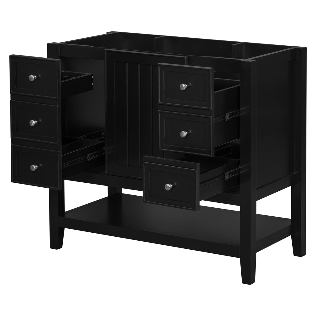 Leoglint 36" Bathroom Vanity without Sink, Cabinet Base Only, One Cabinet and three Drawers, Black