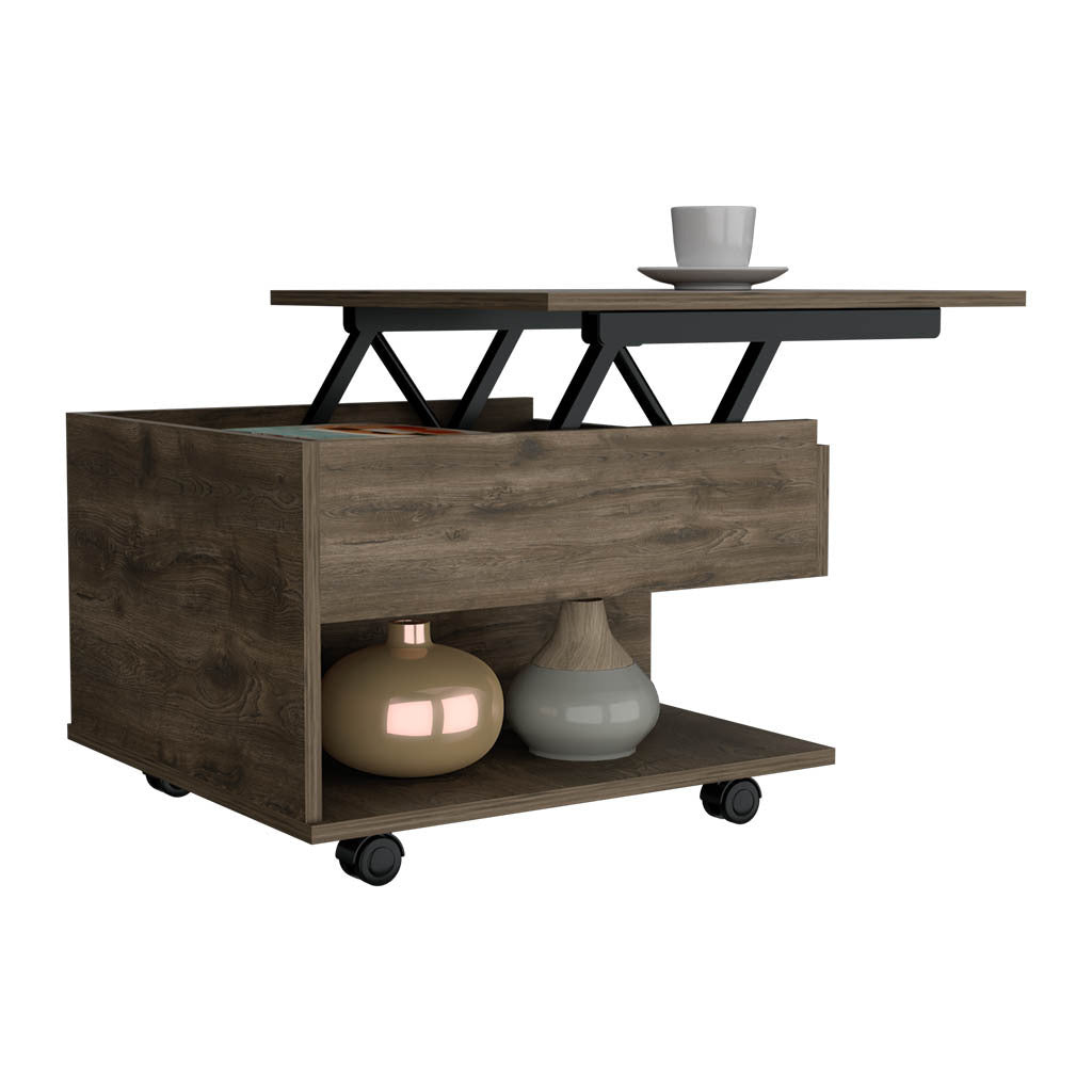 Leoglint Luanda Lift Top Coffee Table, Casters, One Shelf -Dark Brown