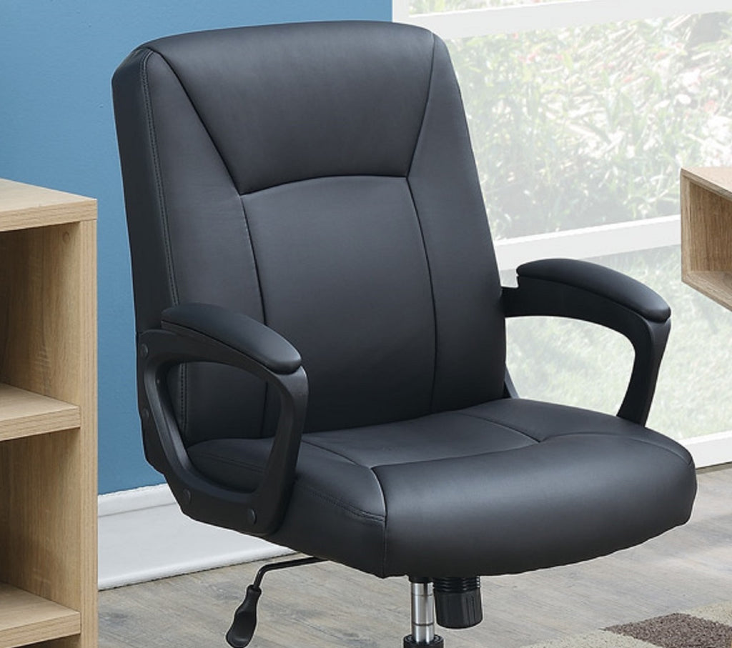 Leoglint Relax Cushioned Office Chair 1pc Black Upholstered Seat back Adjustable Chair Comfort