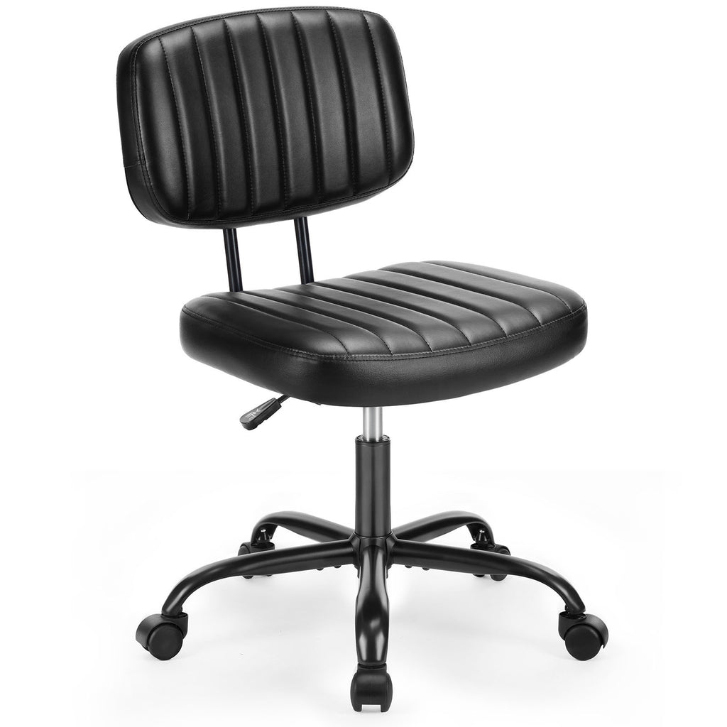 Leoglint SWEETCRISPY PU Leather Low Back Task Chair Small Home Office Chair with Wheels