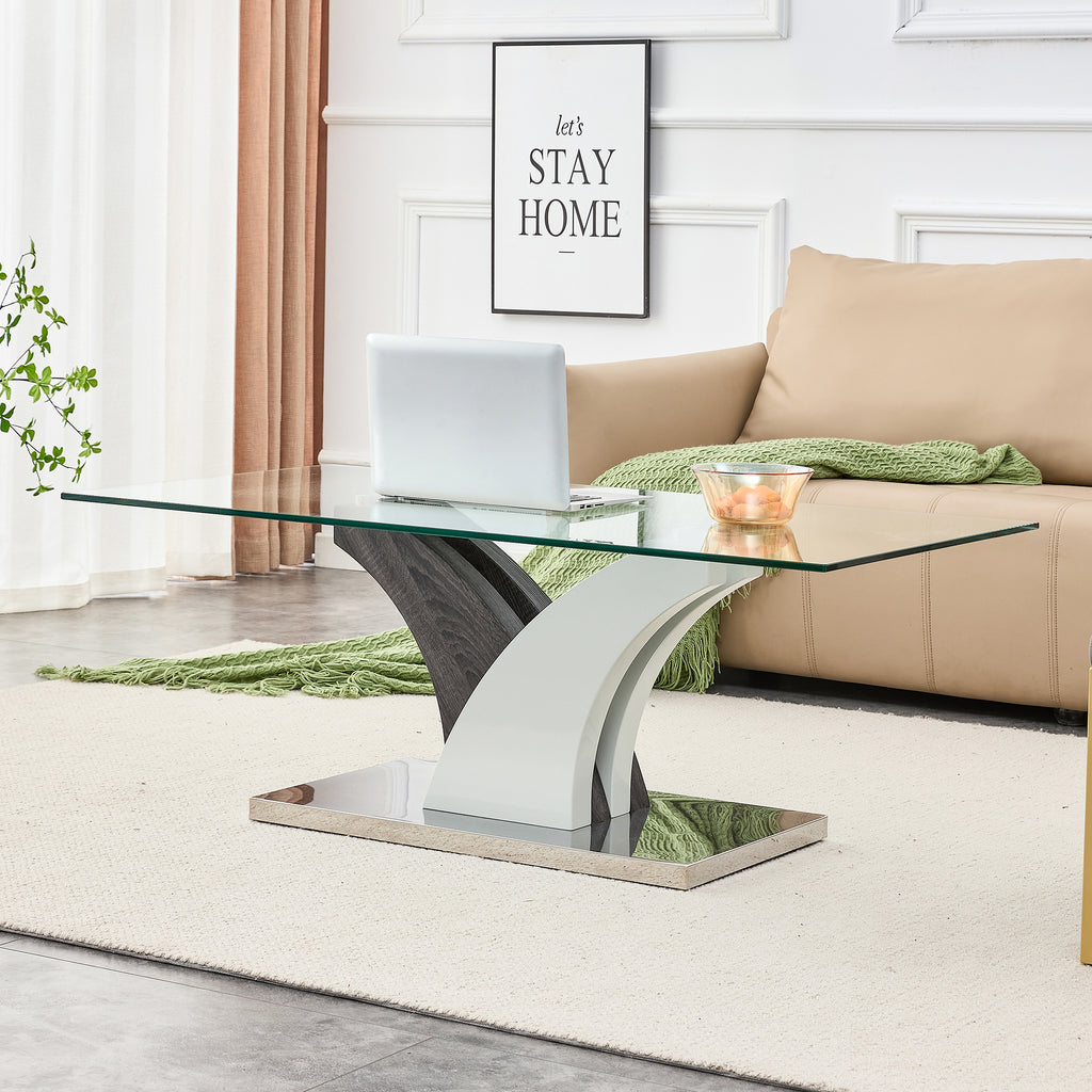 Leoglint Modern dining table,Tea Table.Coffee Table. Tempered glass countertop, and artistic MDF legs are perfect for hosting dinners, conferences, home, and office decorations.B-793