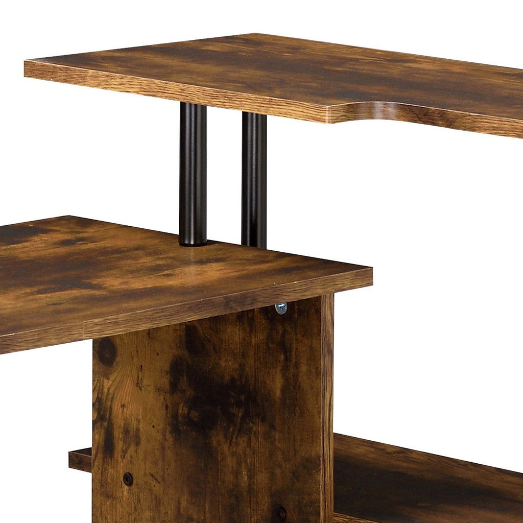 Leoglint Weathered Oak and Black Office Desk with Bookshelf