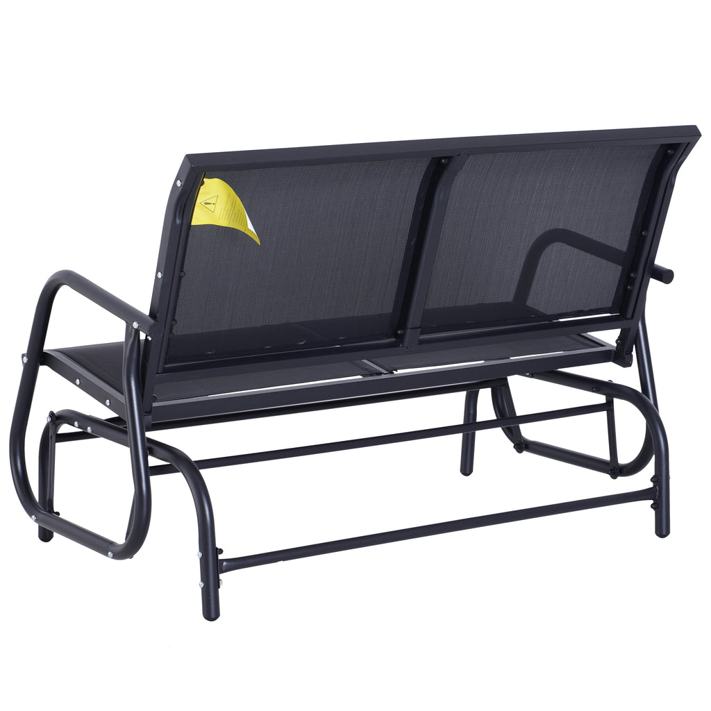 Leoglint 2-Person Outdoor Chair Outdoor Glider Bench, Patio Double Swing Rocking Chair Loveseat w/ Powder Coated Steel Frame for Backyard Garden Porch, Black