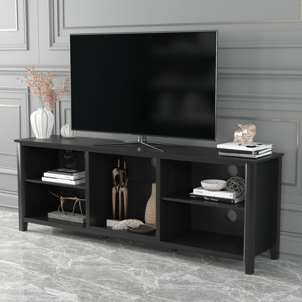 Leoglint TV Stand Storage Media Console Entertainment Center,Tradition Black