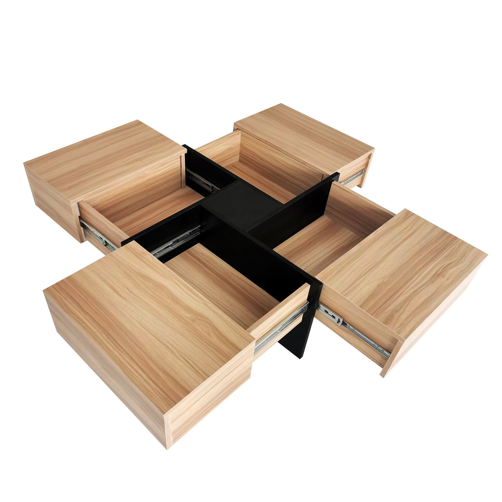 Leoglint ON-TREND Unique Design Coffee Table with 4 Hidden Storage Compartments, Square Cocktail Table with Extendable Sliding Tabletop, UV High-gloss Design Center Table for Living Room, 31.5"x 31.5"