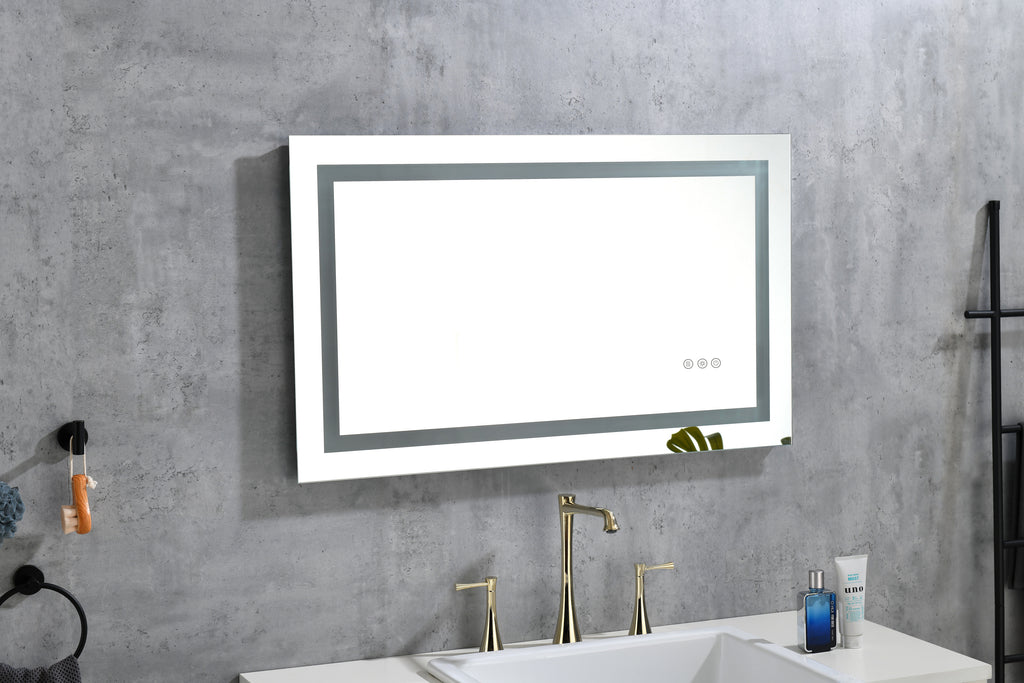 Leoglint LED Bathroom Mirror  36 "x 30  " with Front and Backlight, Large Dimmable Wall Mirrors with Anti-Fog, Memory, 3 Colors, LED Vanity Mirror