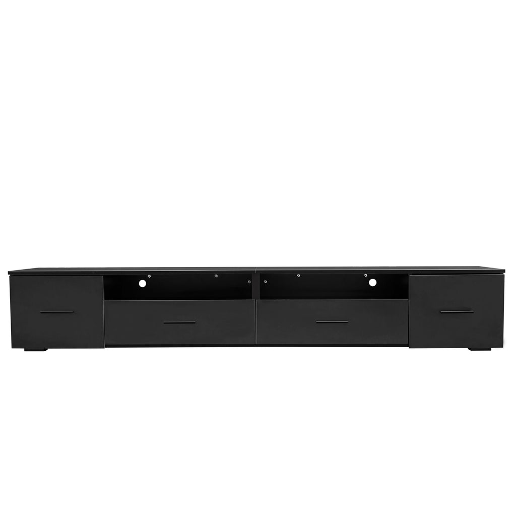 Leoglint Black TV Stand for Living Room,  Modern Entertainment Center Stand for TV Up to 90 Inch, Large Led TV Stand with 4 Storage Drawers, High Glossy Waterproof  TV Console, TV Table Media Furniture