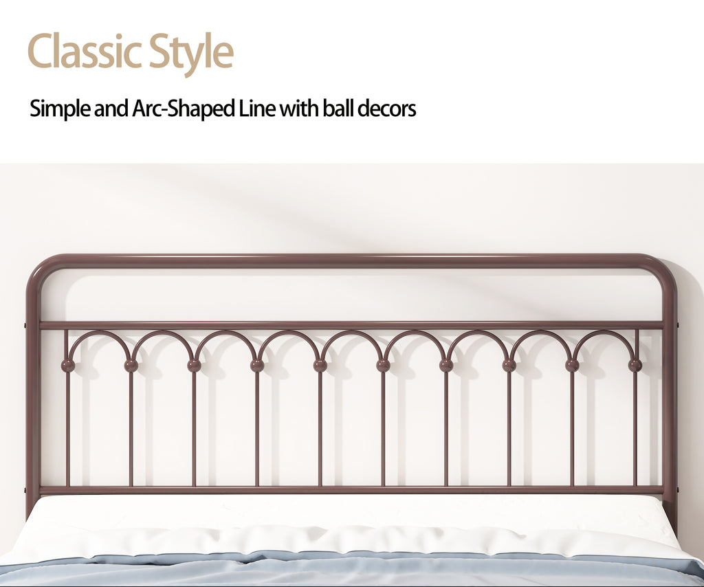 Tara Metal Bed Frame Queen, Antique Brown