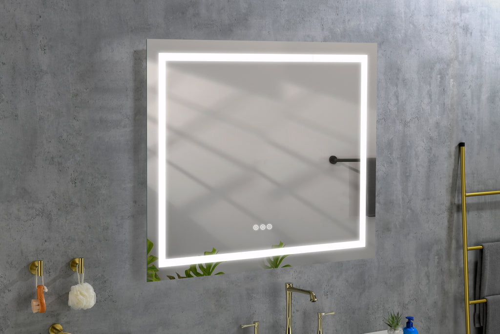 Leoglint 36x 36Inch LED Mirror Bathroom Vanity Mirrors with Lights, Wall Mounted Anti-Fog Memory Large Dimmable Front Light Makeup Mirror