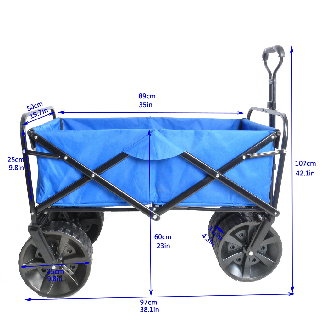 Leoglint Garden cart Folding Wagon Garden Shopping Beach Cart (Blue)