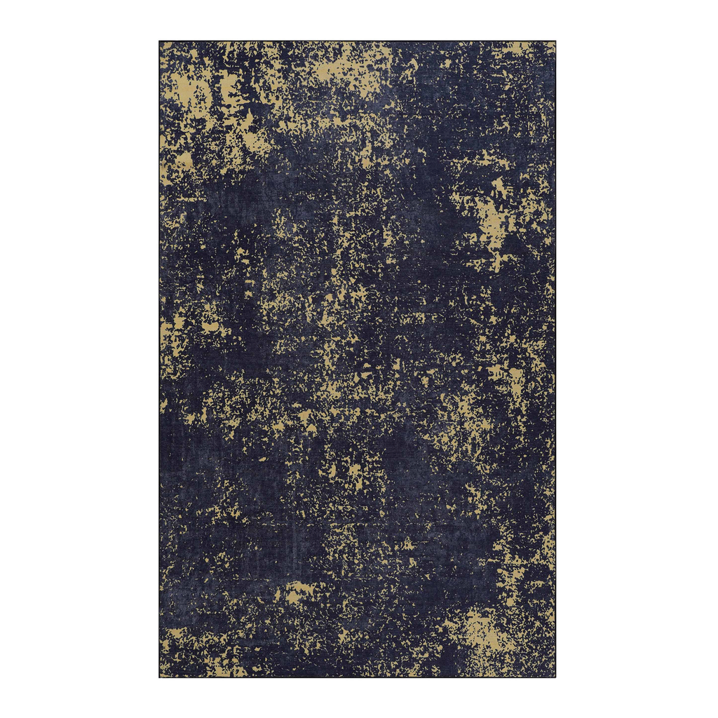 Leoglint 5x8 Area Rug for Bedroom, Washable Rug, Low-Pile, Non-Slip, Non-Shedding, Foldable, Kid&Pet Friendly  - Area Rugs for living room, bedroom, kitchen, dining room, Wedding Gift, (Black+Gold, 5'x8')