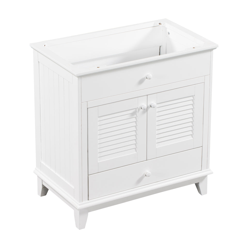 Leoglint 30" Bathroom Vanity Base without Sink, Bathroom Cabinet with Two Doors and One Drawer, White