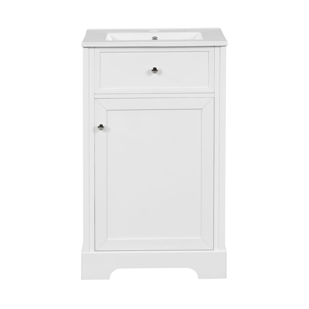 Leoglint 20" Bathroom Vanity with Sink, Bathroom Cabinet with Soft Closing Door, Storage Rack and Adjustable Shelve, White