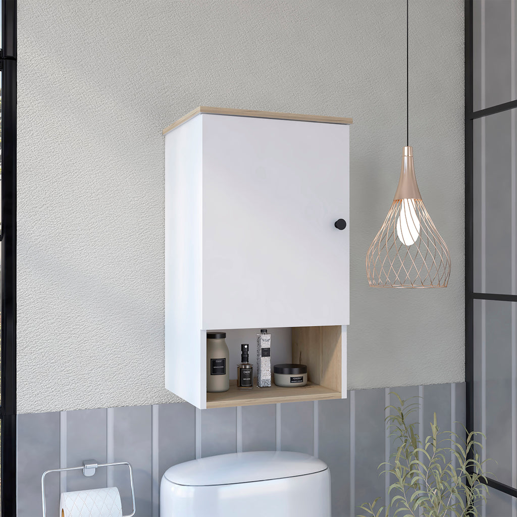 Leoglint Medicine Cabinet Porto, Two Internal Shelves, Light Oak / White Finish