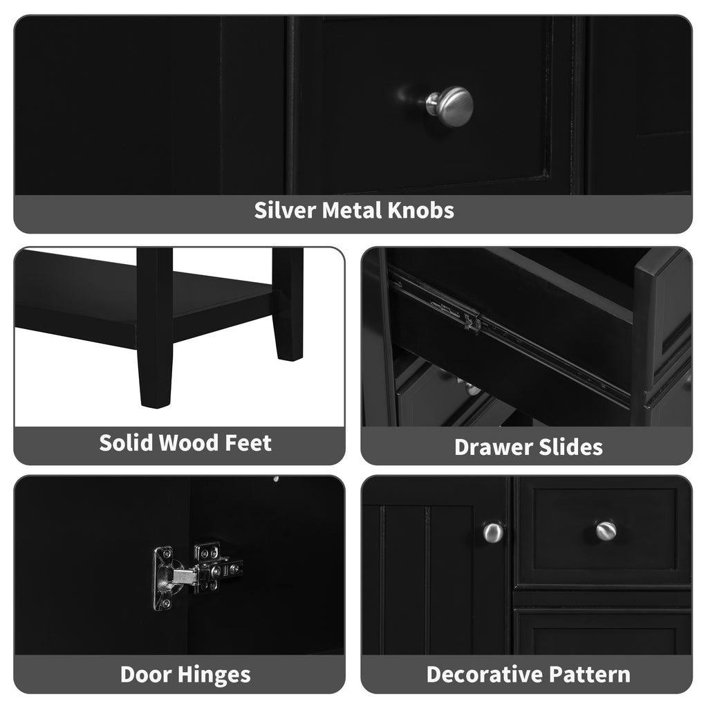 Leoglint 36" Bathroom Vanity without Sink, Cabinet Base Only, One Cabinet and three Drawers, Black