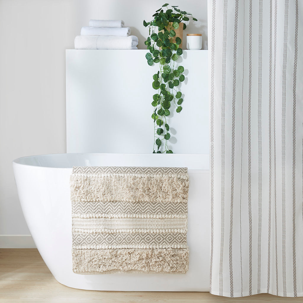 Leoglint Woven Texture Stripe Bath Rug